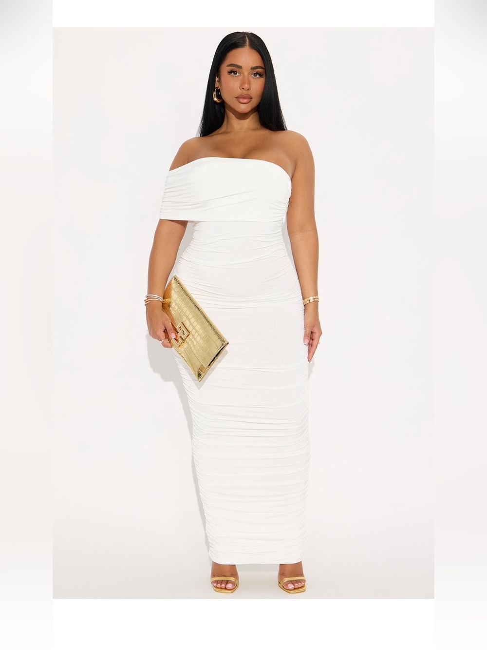New w tags- White One-Shoulder Ruched Maxi Dress